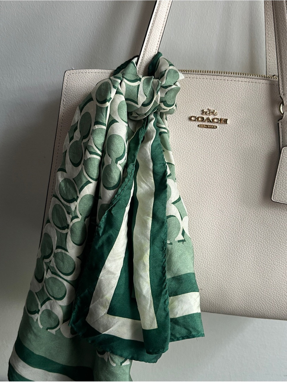 Coach Green Signature Logo Scarf